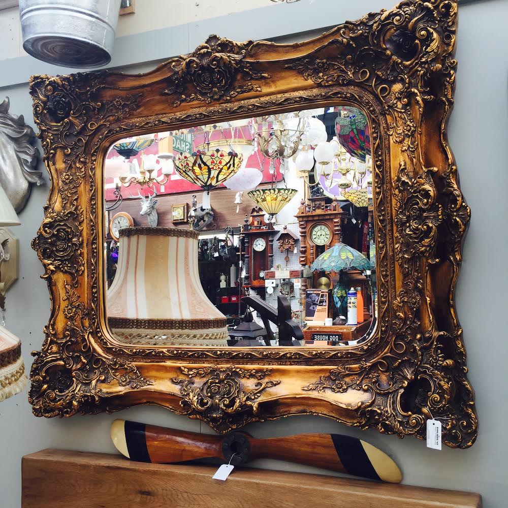 The Dog House Antiques - Gold Framed Ornate Mirror